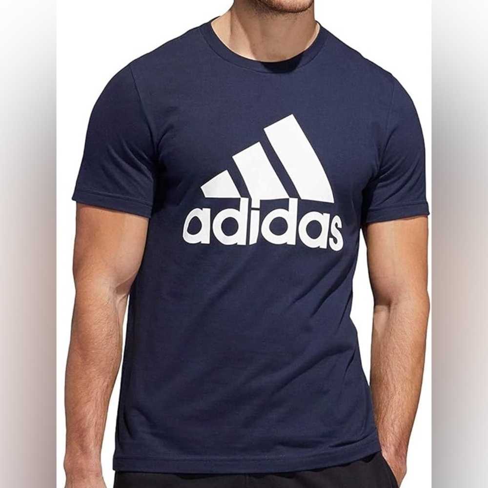 Adidas Navy Blue Short Sleeve Crewneck Graphic Logo Amplifier Tee Size Medium